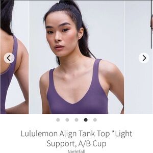 Lululemon Align Tank Top *Light Support, A/B Cup
Nightfall NWT size 6